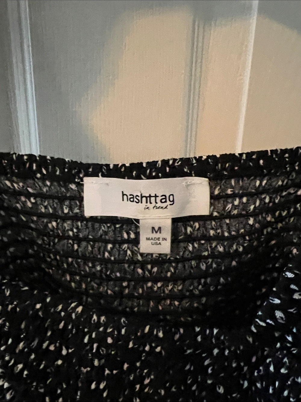 hashttag crop top in black and cream